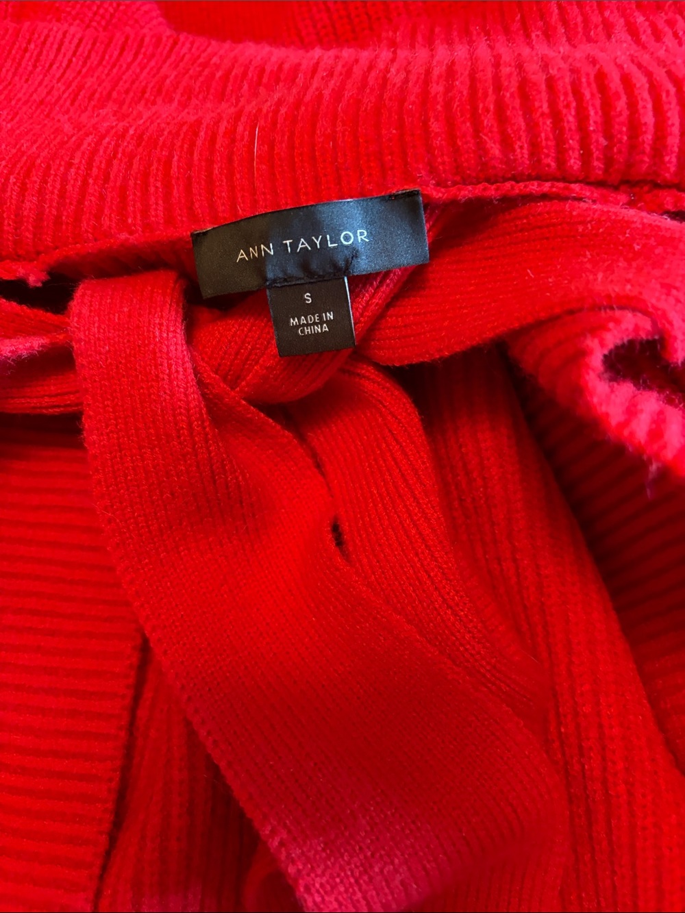 Ann Taylor Red Long Knit Belted Cardigan - Picture 4 of 7